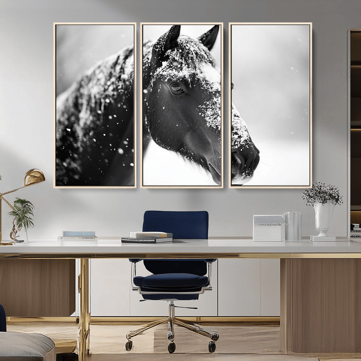 Horse Canvas Print - Winter Horse Snow Wall Art Canvas Print