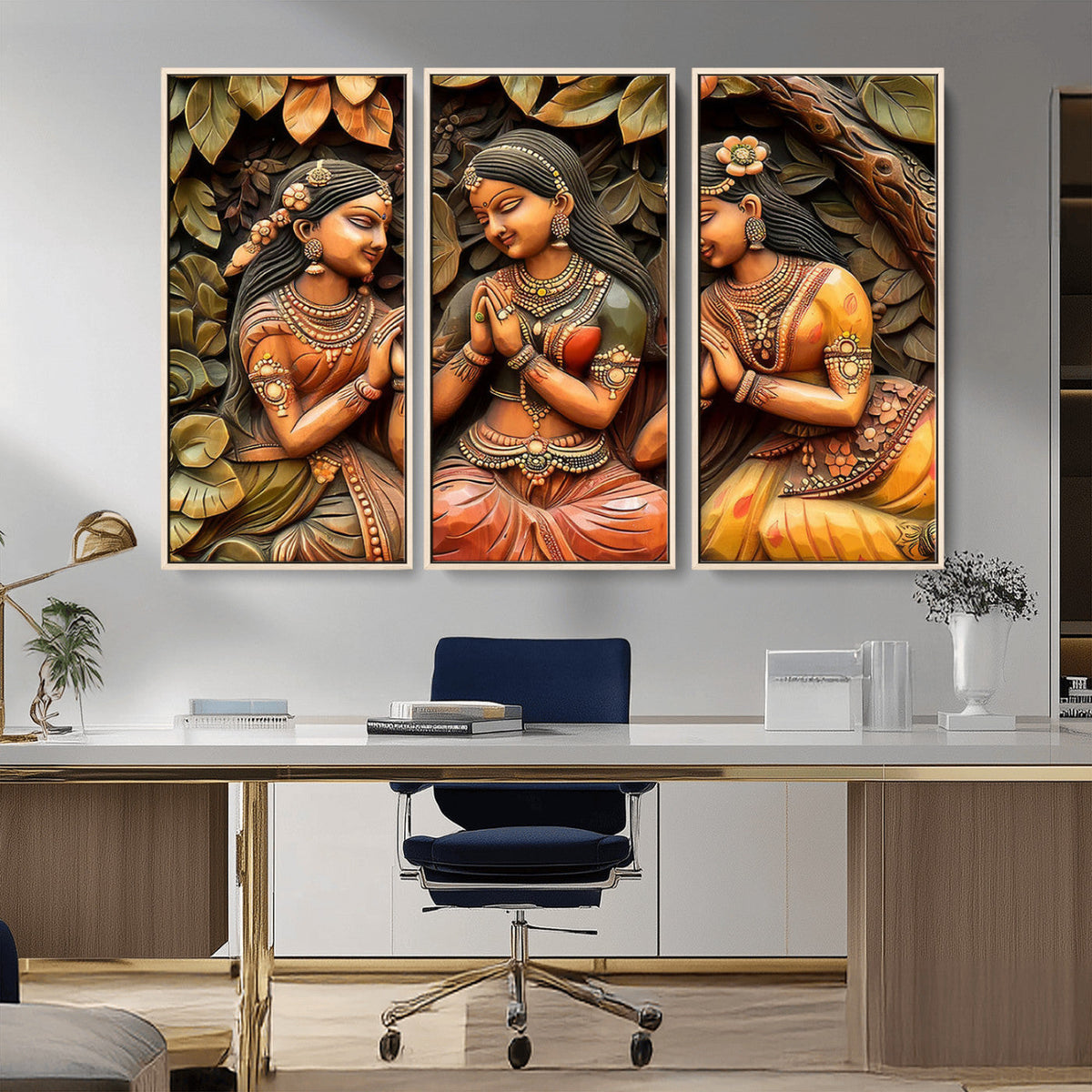 Indian Woman Statue Wall Art Canvas Print