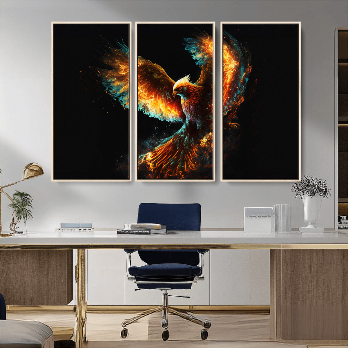 Fiery Phoenix Canvas Print | Ready to Hang Wall Art | Bold