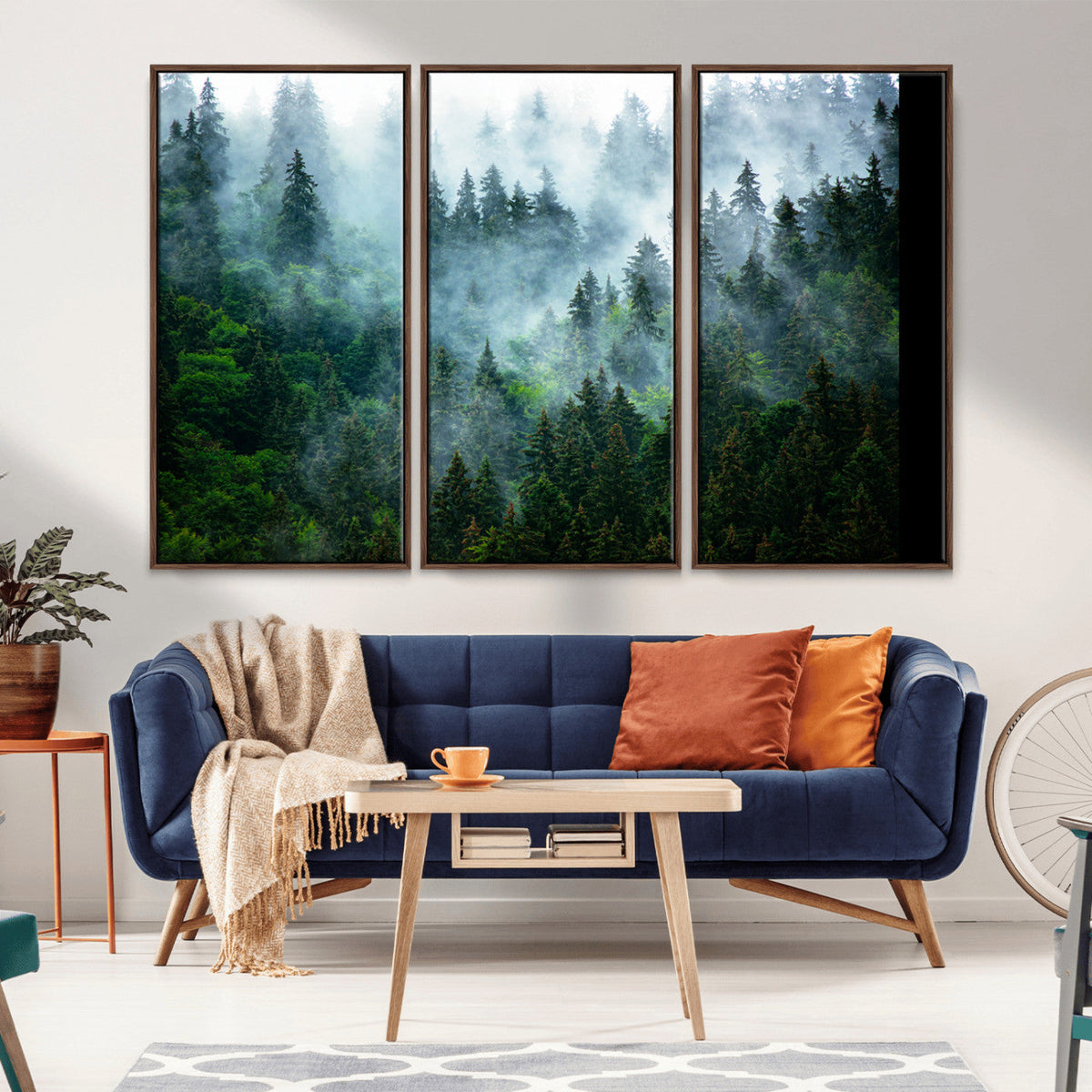 Misty Forest Wall Art Canvas Print – Framed Foggy Mountain