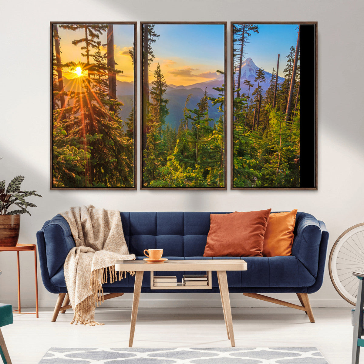 Forest Sunset Wall Art Canvas Print, Glowing Evening Light