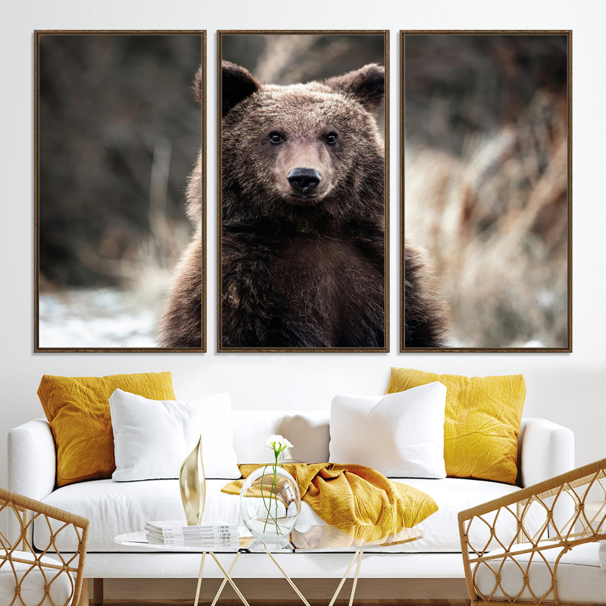 Brown Bear Wall Art Canvas Print – Framed Majestic Woodland