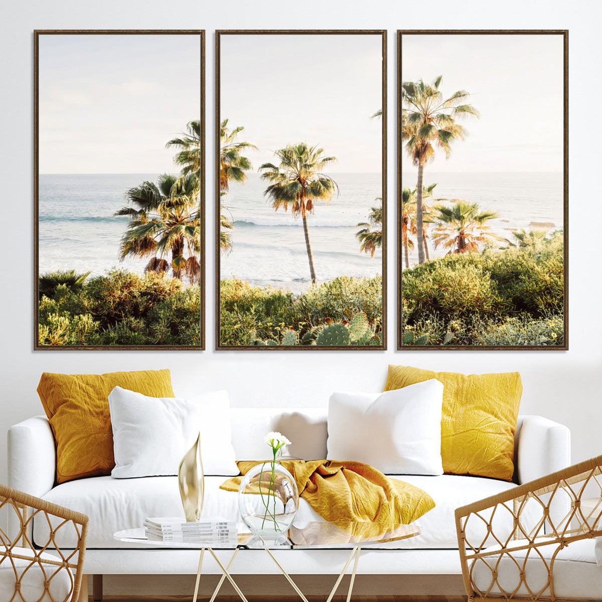 California Coast Palm Trees Wall Art Canvas Print – Framed