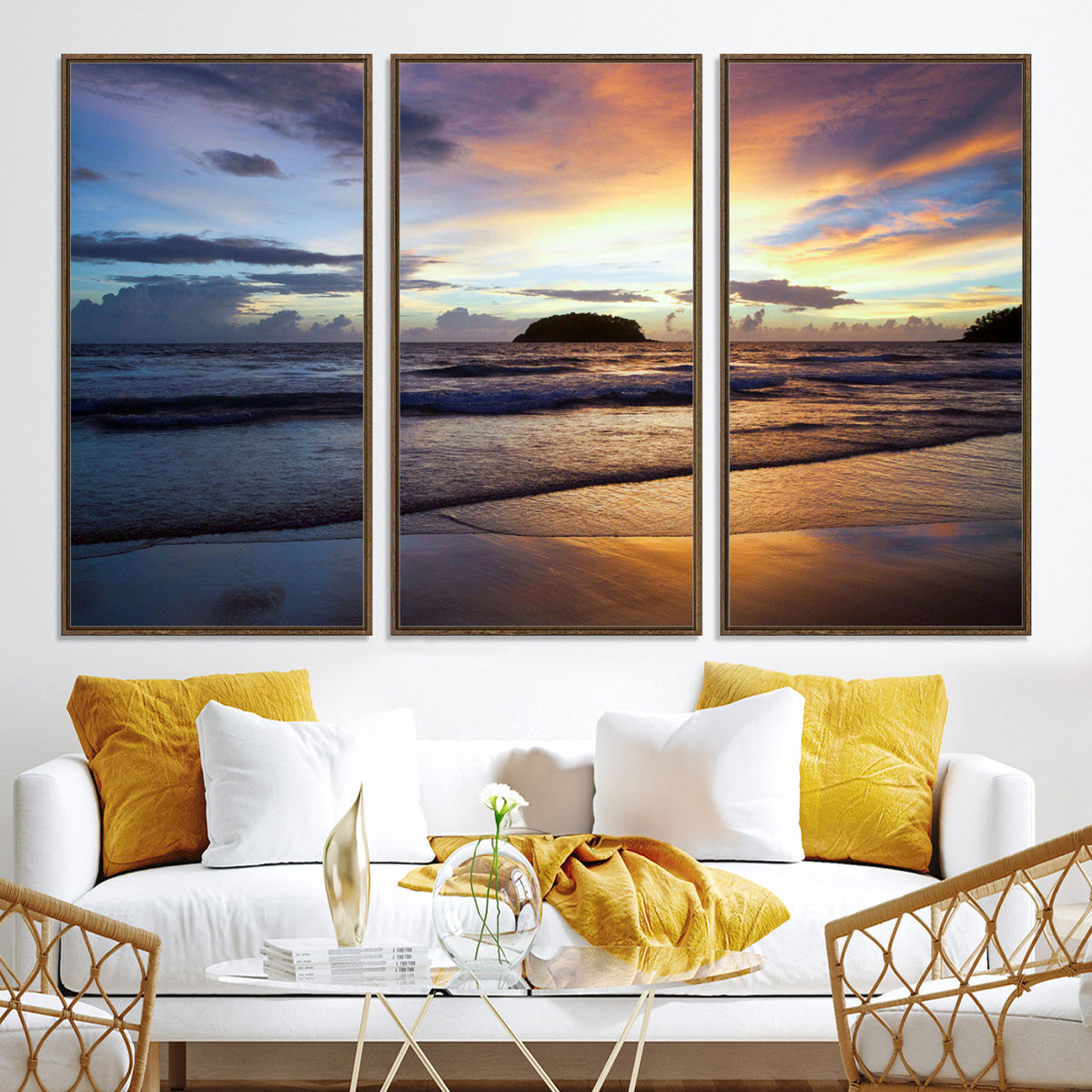 Beach Sunset Wall Art Canvas Print – Tropical Ocean Waves