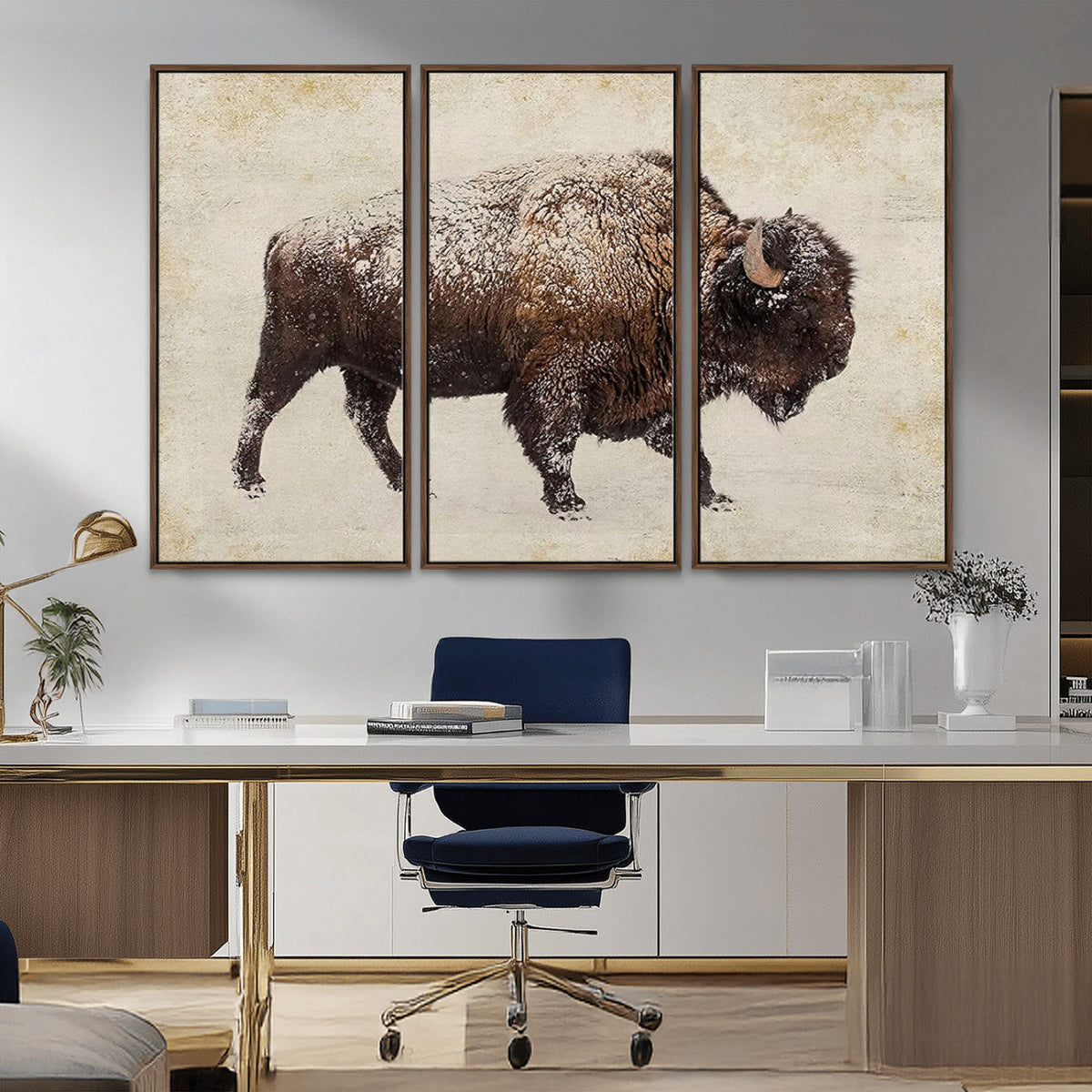 Buffalo Wall Art, Western Bison Canvas Print, Rustic Buffalo