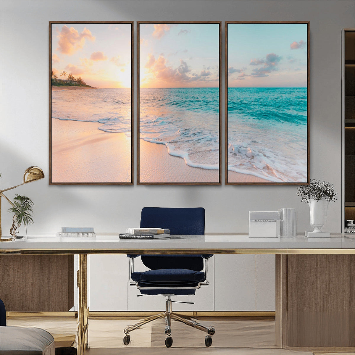 Beach Wall Art - Stunning Ocean Sunset Canvas Print with