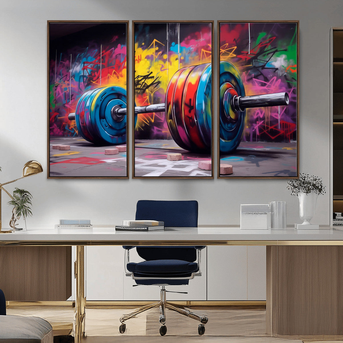 Abstract Graffiti Barbell Canvas Wall Art – Urban Fitness