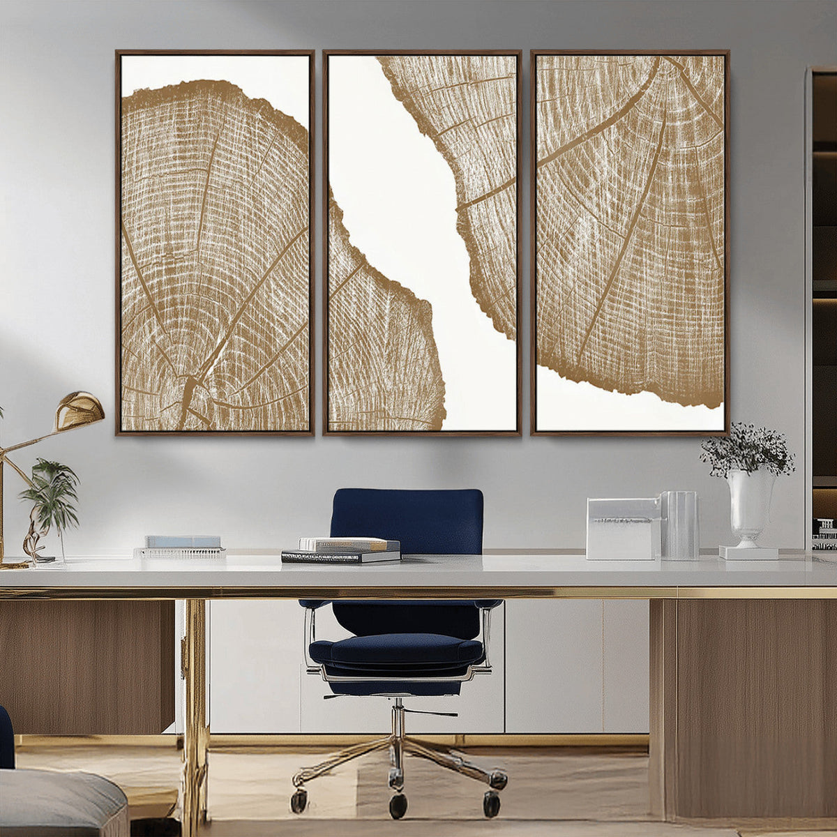 Rustic Brown Tree Ring Wall Art Canvas Print – Framed and