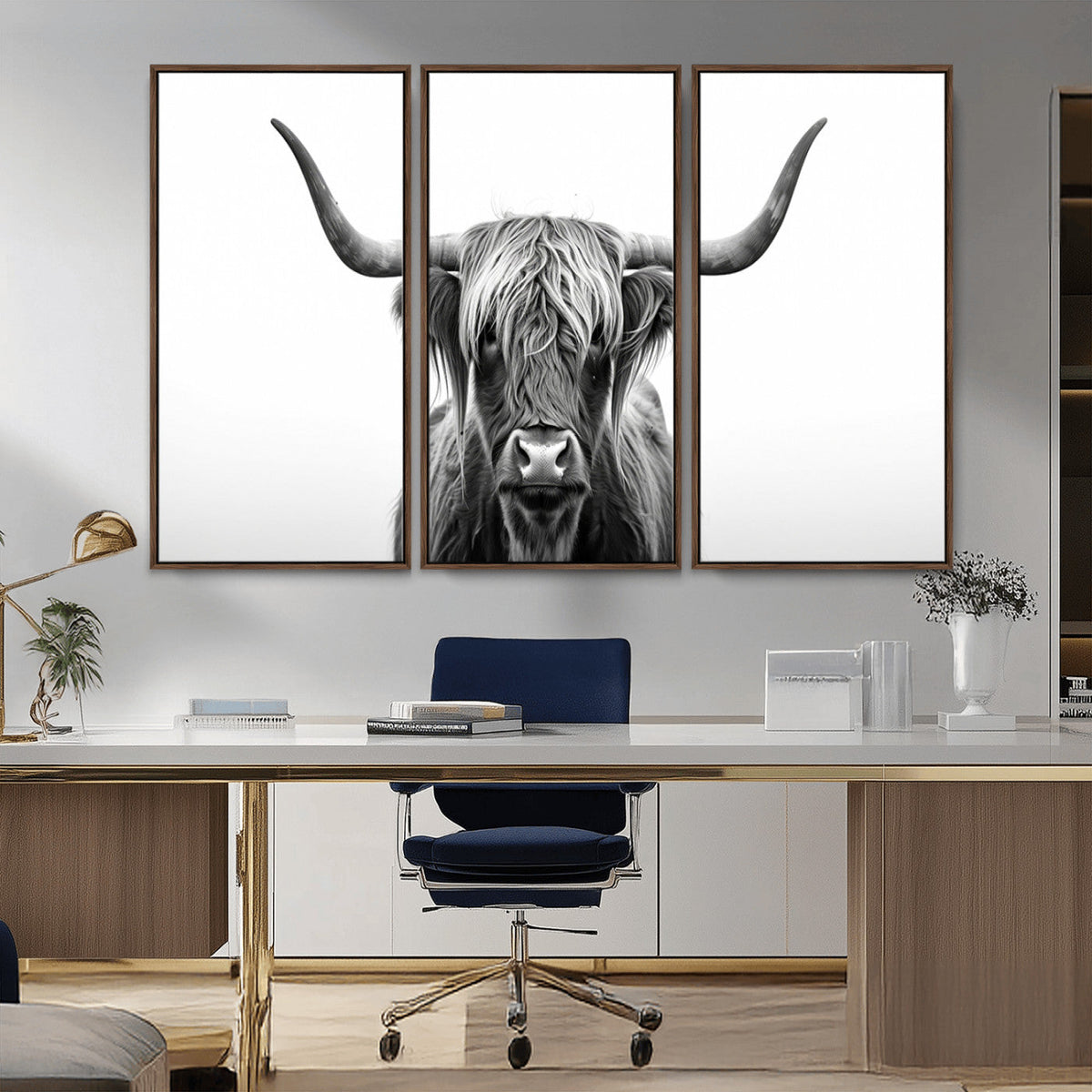 Highland Wall Art Canvas Print – Minimalist Black and White