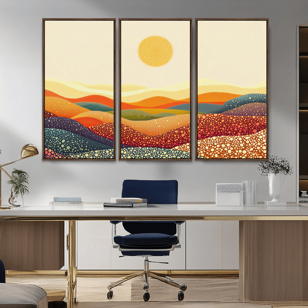 YAYOI KUSAMA Colorful Dot Art Landscape Canvas - Framed