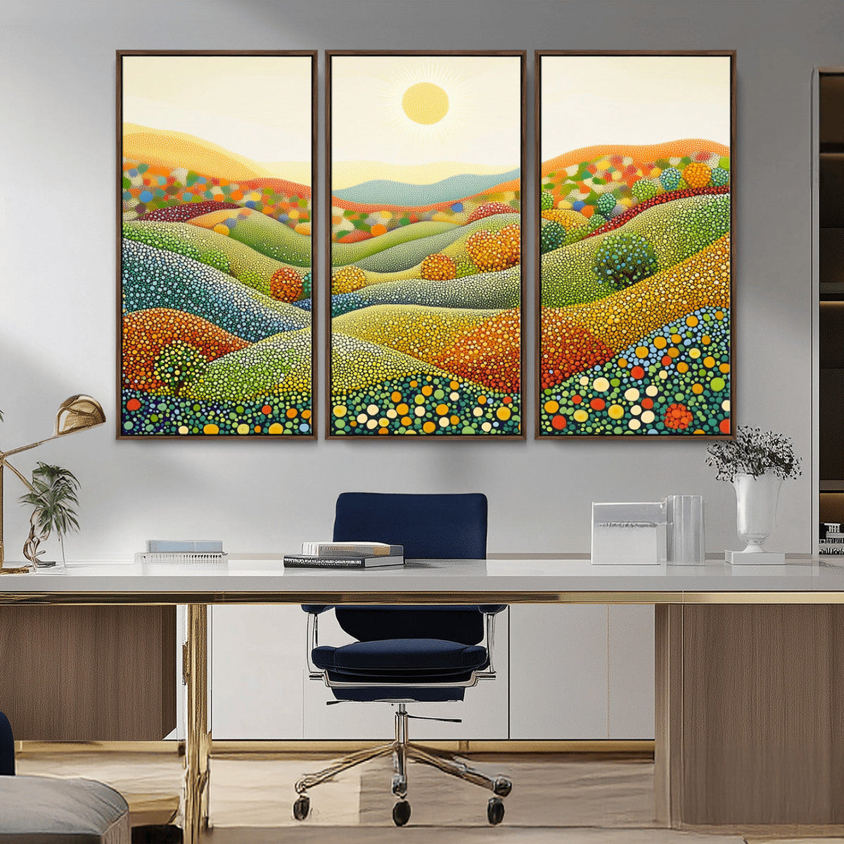YAYOI KUSAMA Wall Art - Colorful Dot Art Landscape Canvas,