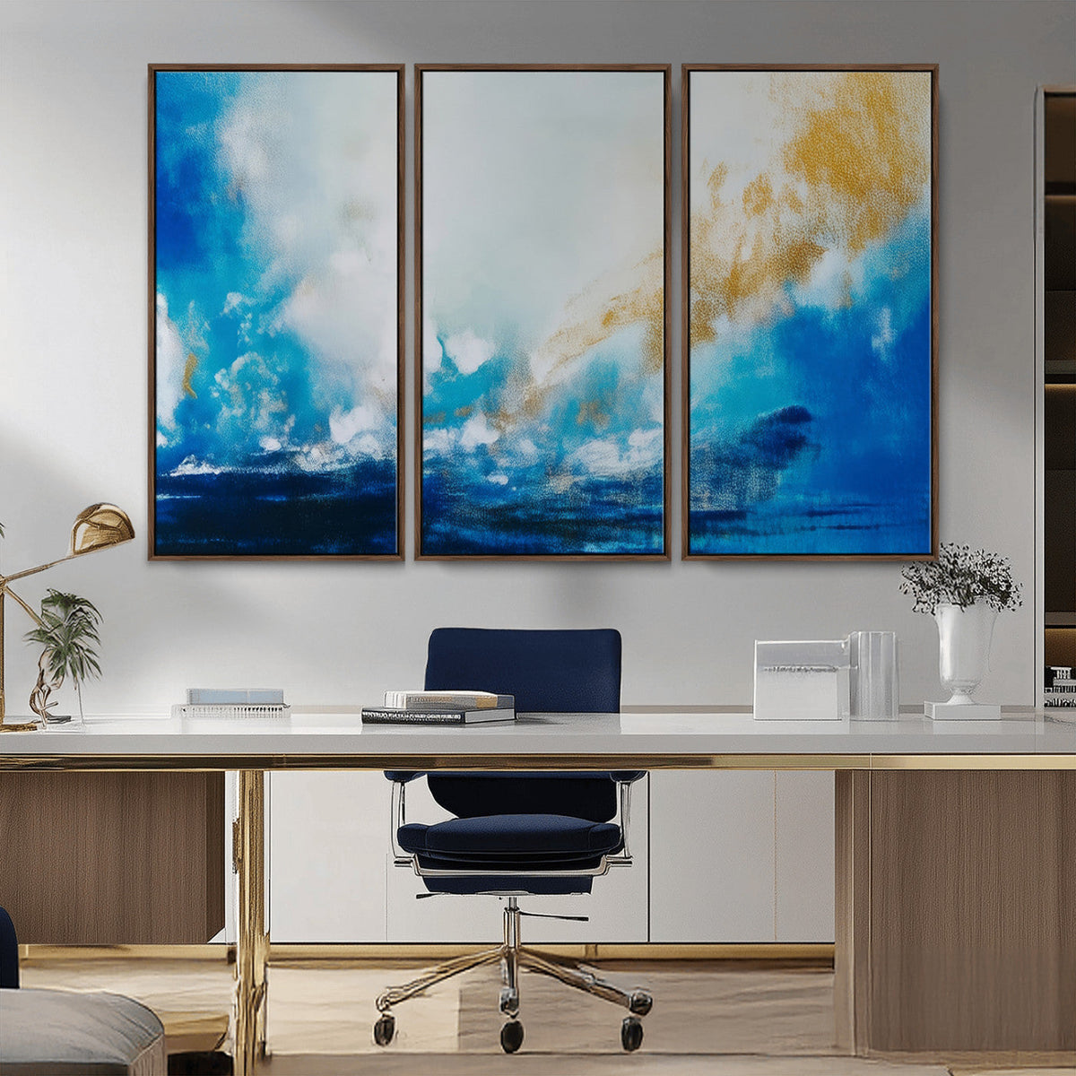 Blue Abstract Print - Dynamic Ocean-Inspired Canvas Wall Art