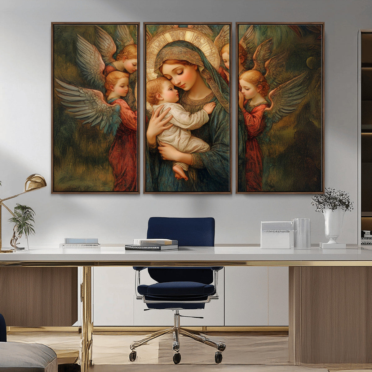 Mary Jesus Canvas Wall Art Print - Madonna and Child with