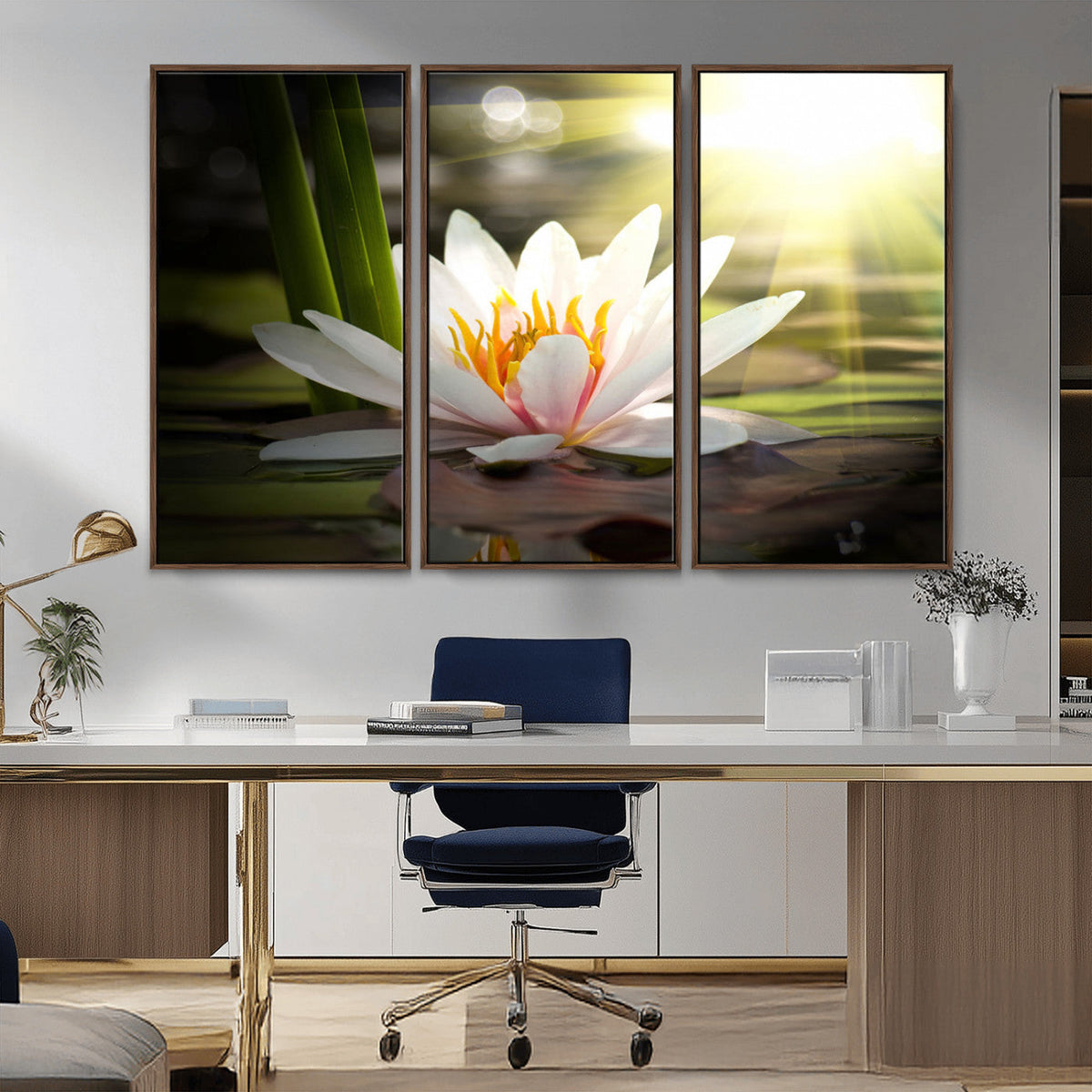 Lotus Flower Wall Art Canvas Print, Water Lily Large Wall