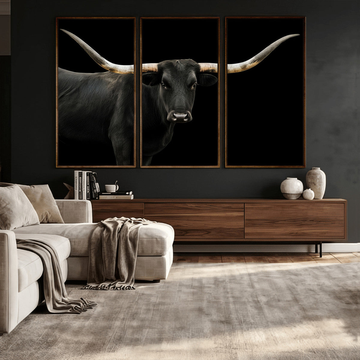 Longhorn Cattle Wall Art Canvas Print – Framed Texas Ranch