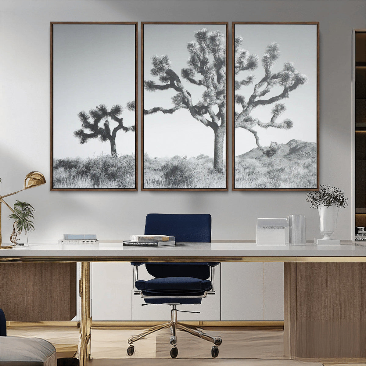 Joshua Tree Wall Art Canvas Print – Framed Black White