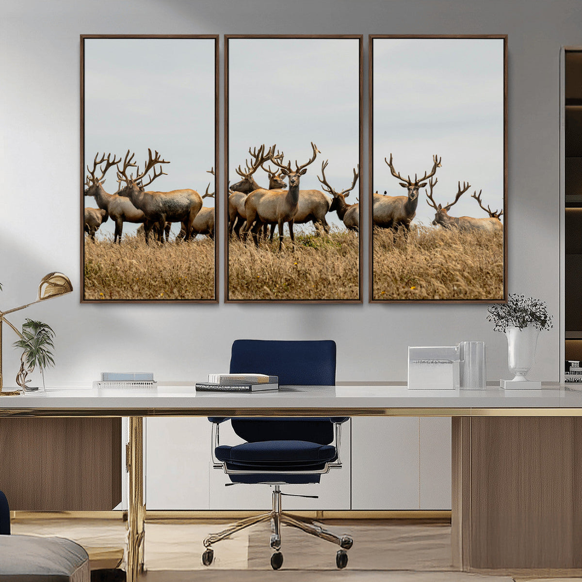 Elk Herd Wall Art Canvas Print – Framed Wildlife Photography