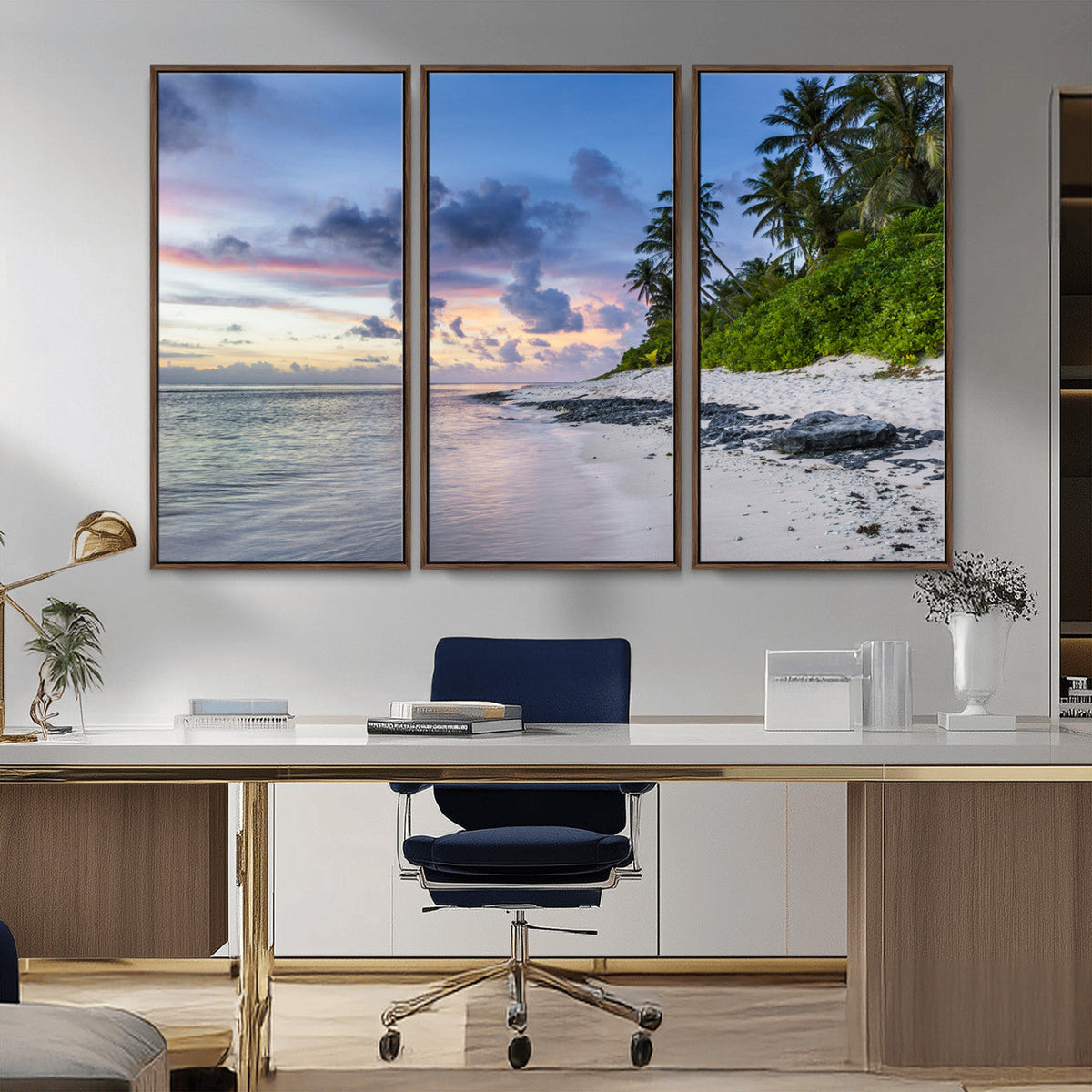 Tropical Beach Wall Art Canvas Print – Framed Sunset Glow