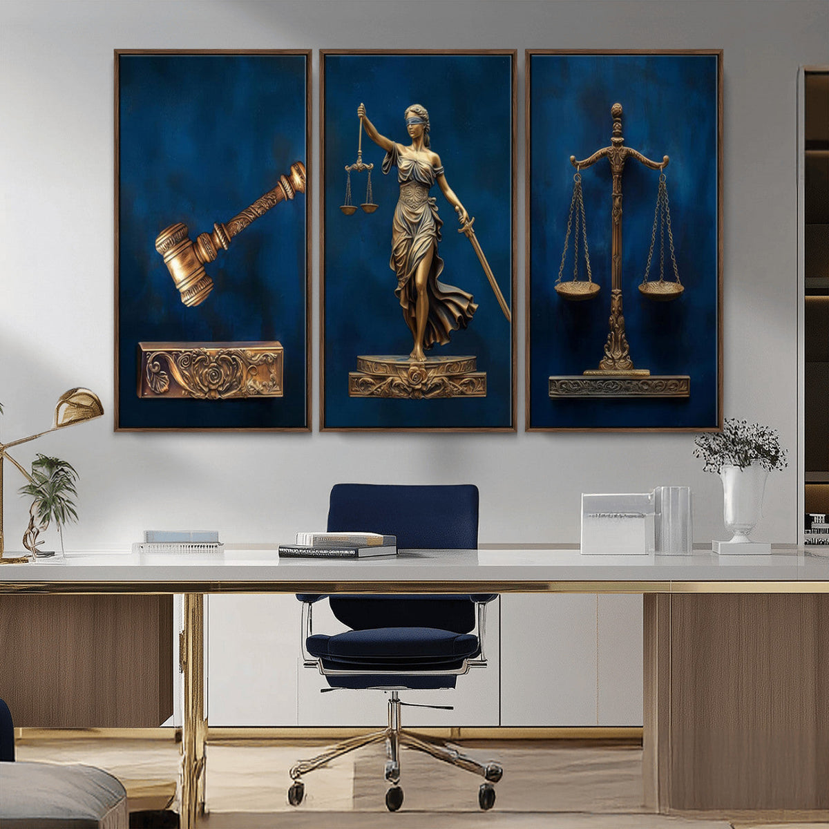 Lady Justice Wall Art Canvas Print – Elegant Gold Legal