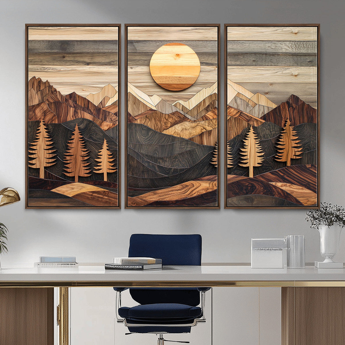 Wood Mountain Wall Art Canvas Print – Layered Forest and