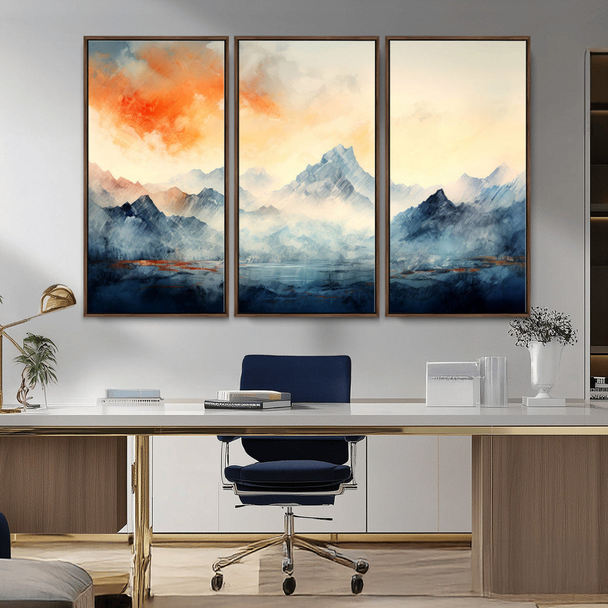 Warm Clouds Abstract Mountain Wall Art Canvas Print