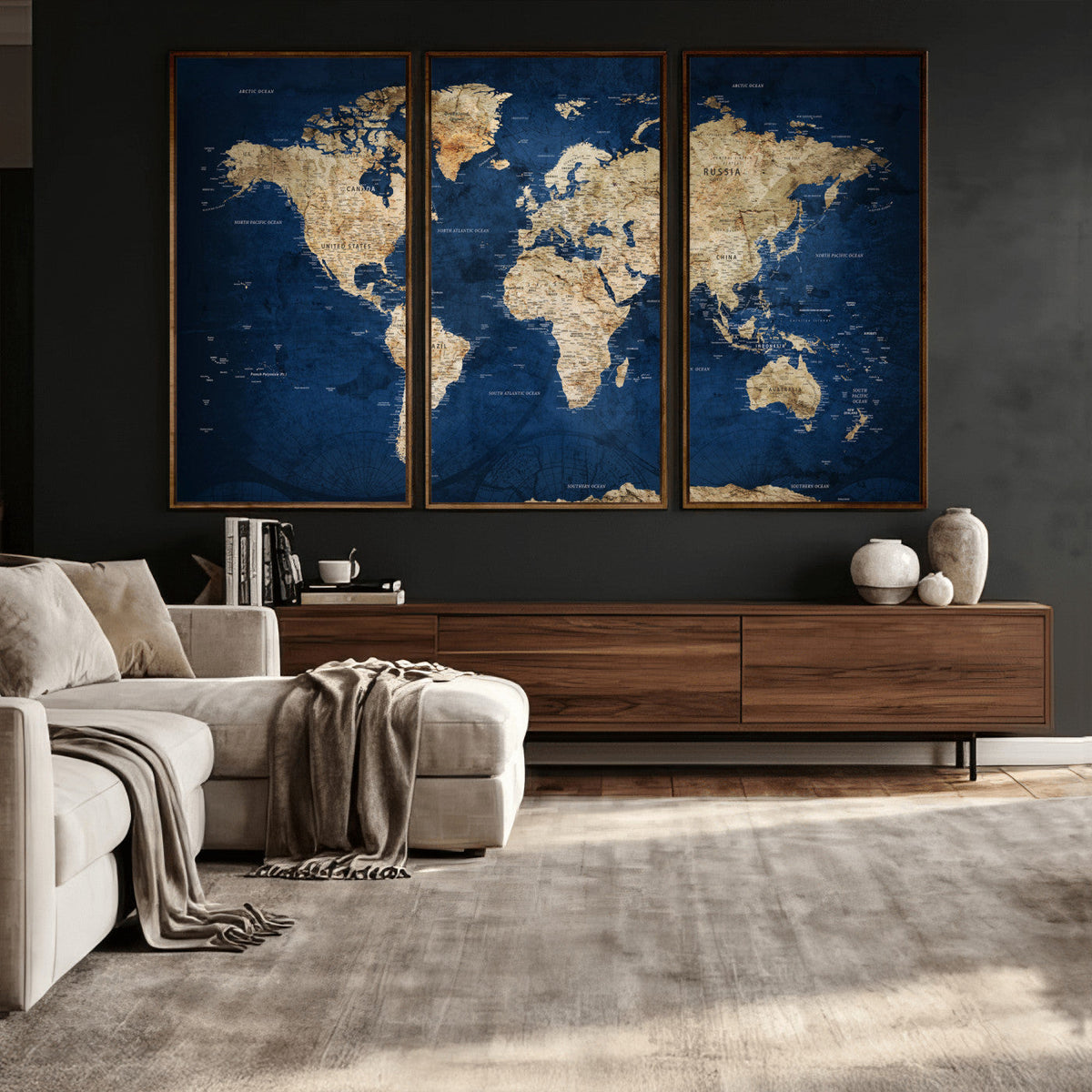 World Map Canvas Print – Framed Travel Map Wall Art for
