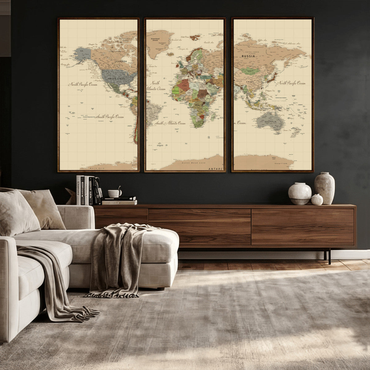 Extra Large World Map Canvas Print – Detailed Map of the
