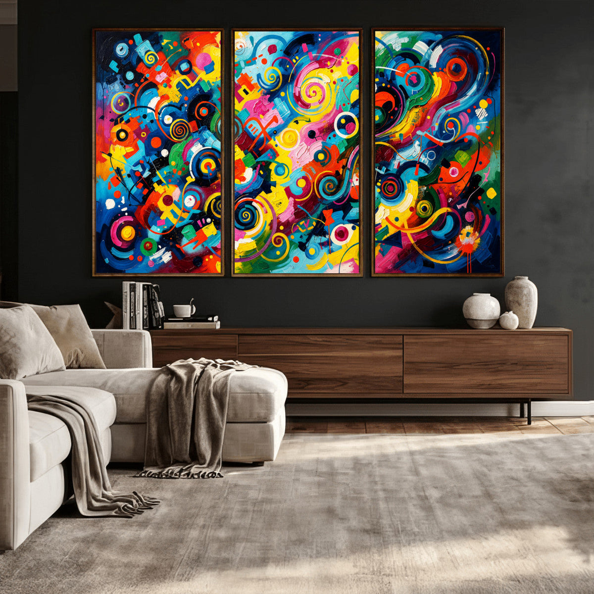 Geometric Abstract Wall Art Canvas Print, Bold Color