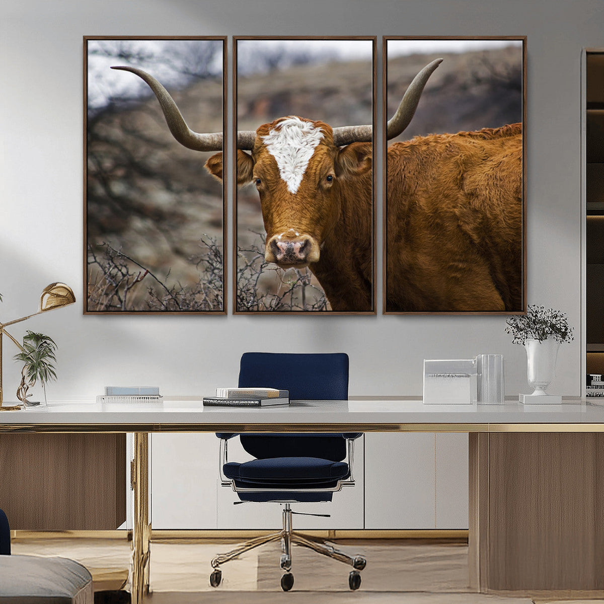 Texas Longhorn Canvas Wall Art - Longhorn Steer Canvas Wall