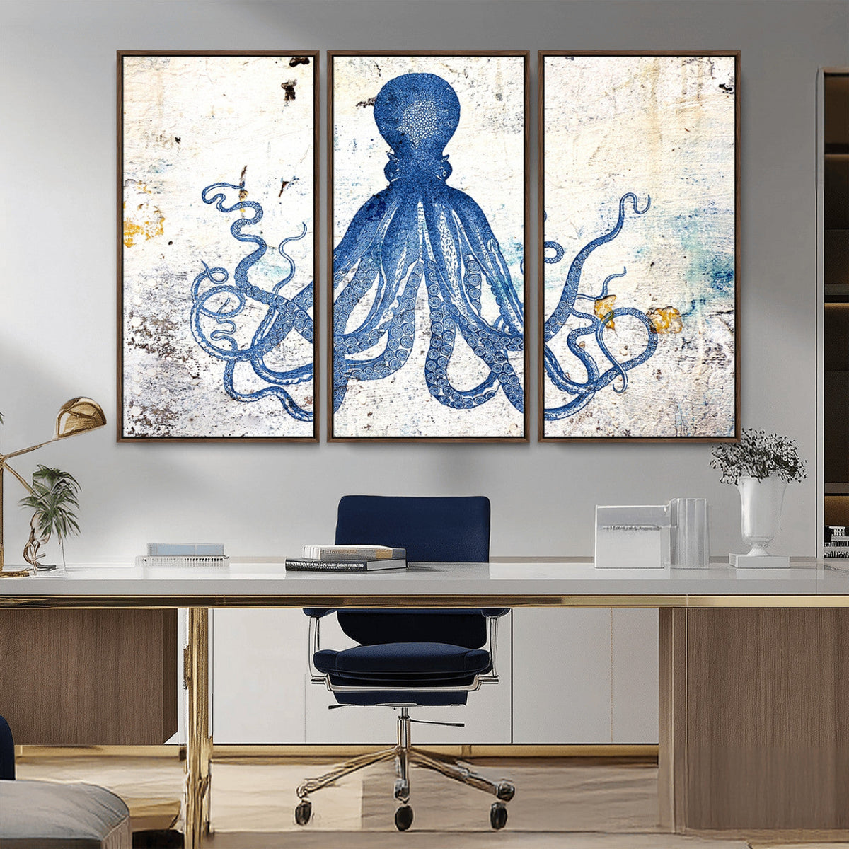 Octopus Canvas Wall Art | Coastal Marine Life Artwork for