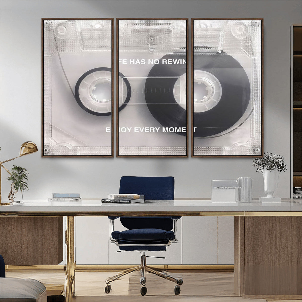 Vintage Cassette Tape Canvas Wall Art - Inspirational 'Life