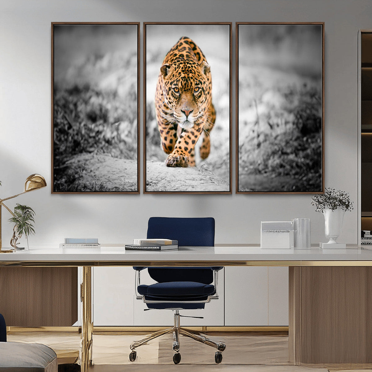 Jaguar Wall Art Canvas Print - Majestic Big Cat in Focused
