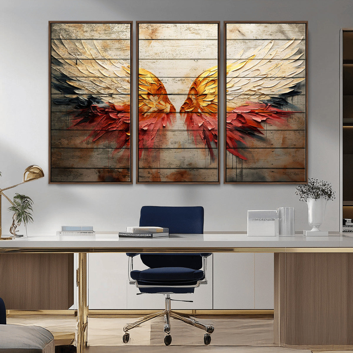 Abstract Angel Wings Canvas Wall Art – Framed and Ready to