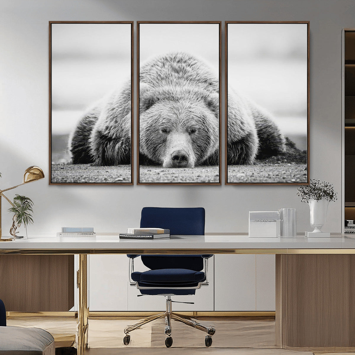 Resting Grizzly Bear Wall Art Canvas Print – Majestic Lazy