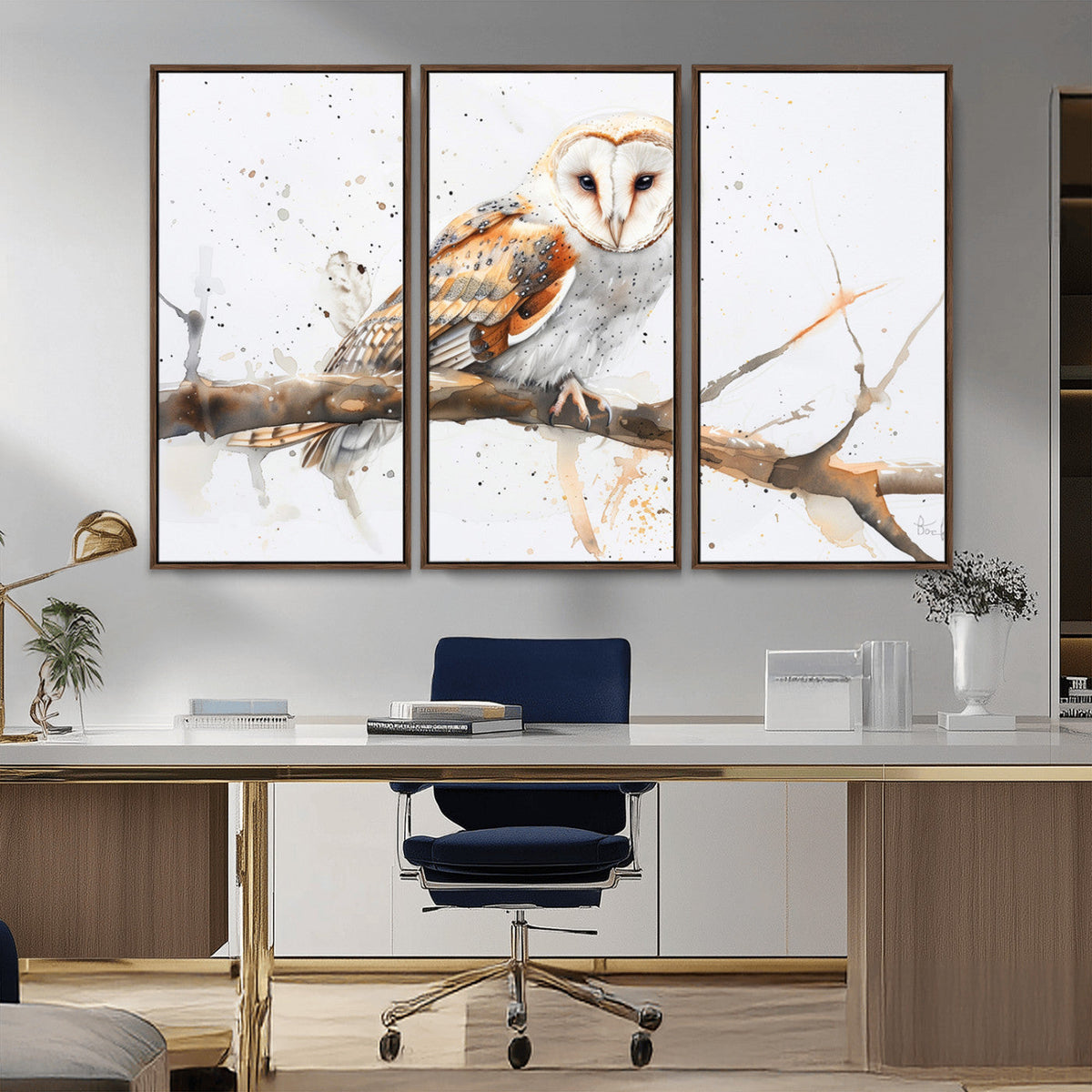 Barn Owl Wall Art on Branch | Stunning Canvas Print for