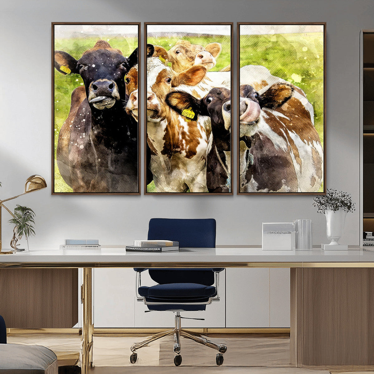 Curious Cows Farmhouse Wall Art | Ready to Hang and Framed