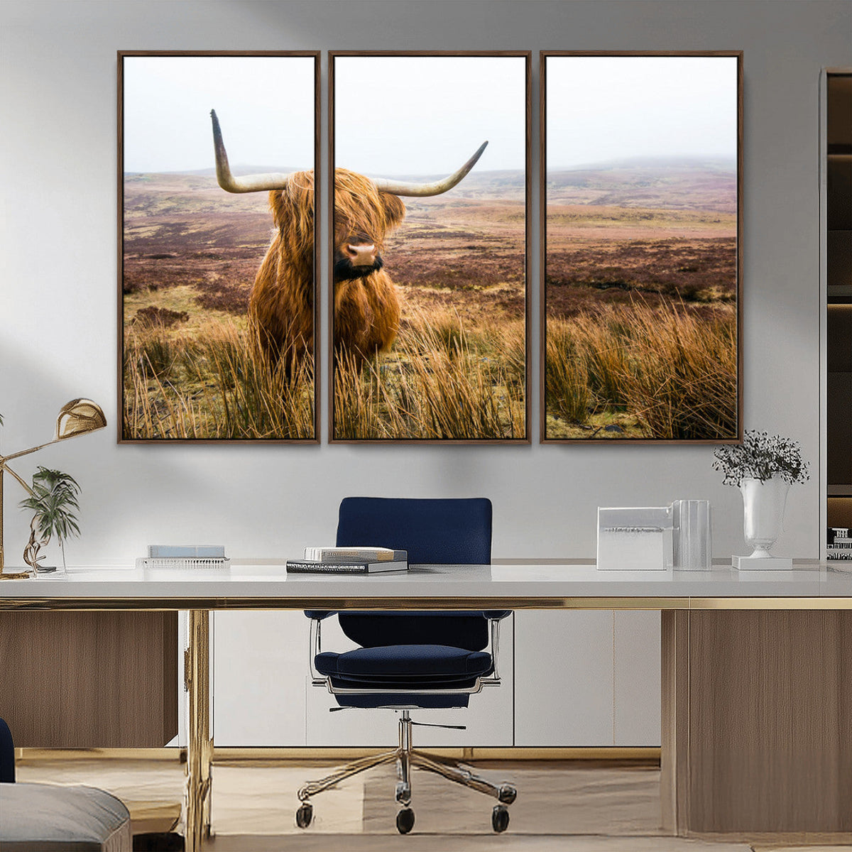 Scottish Highland Cow Canvas Wall Art – Rustic Farmhouse
