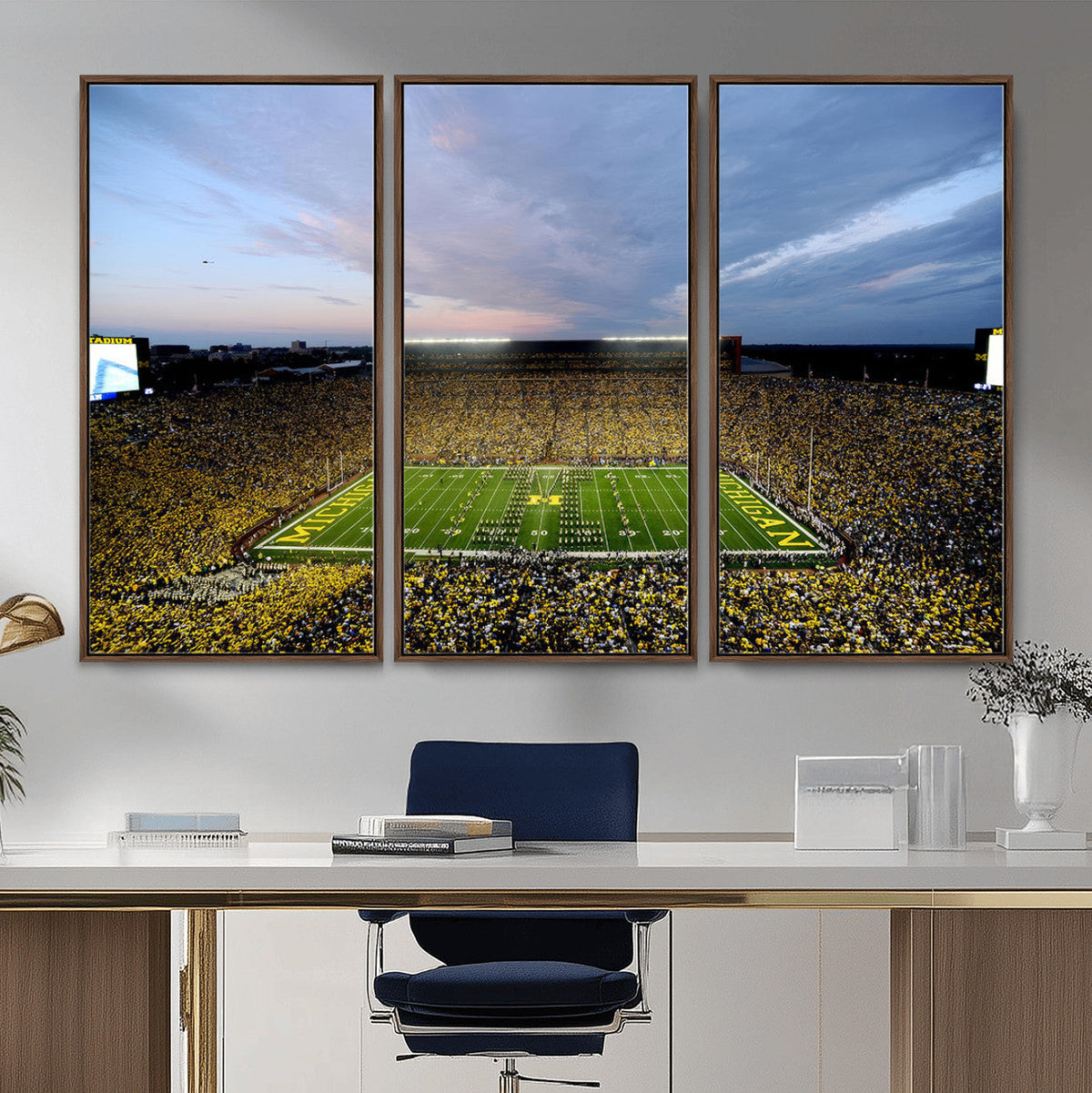 Michigan Stadium Wall Art Canvas Print, Vibrant Game Day