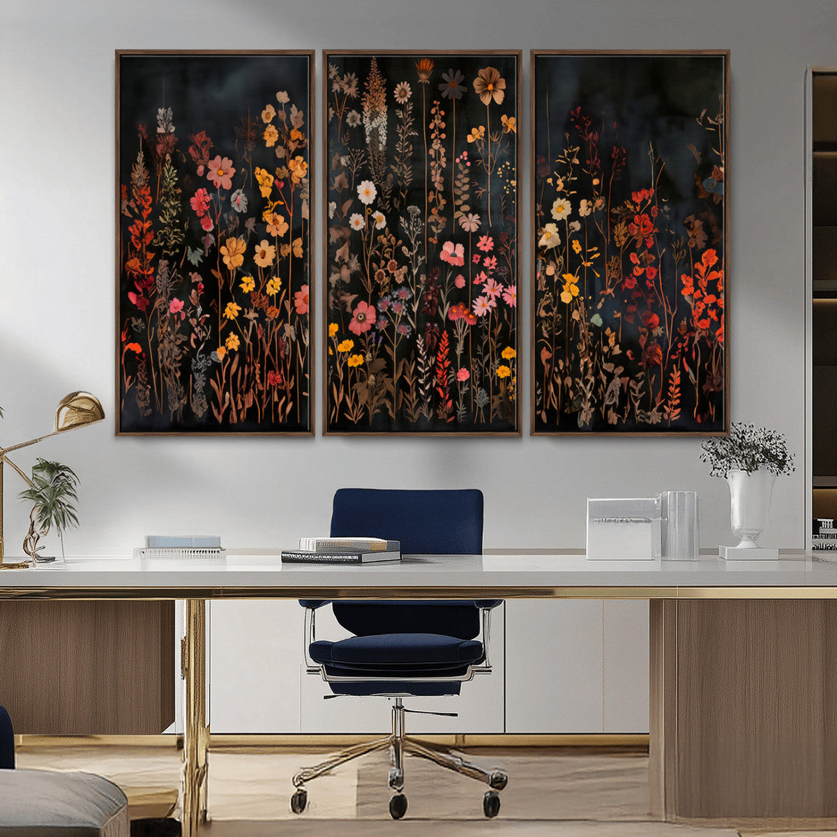 Large Floral Painting Print Illustration Flowers Canvas Wall