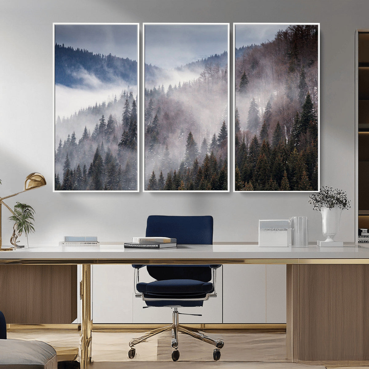 Beautiful Rising Fog in Winter Mountain Landscape- Framed