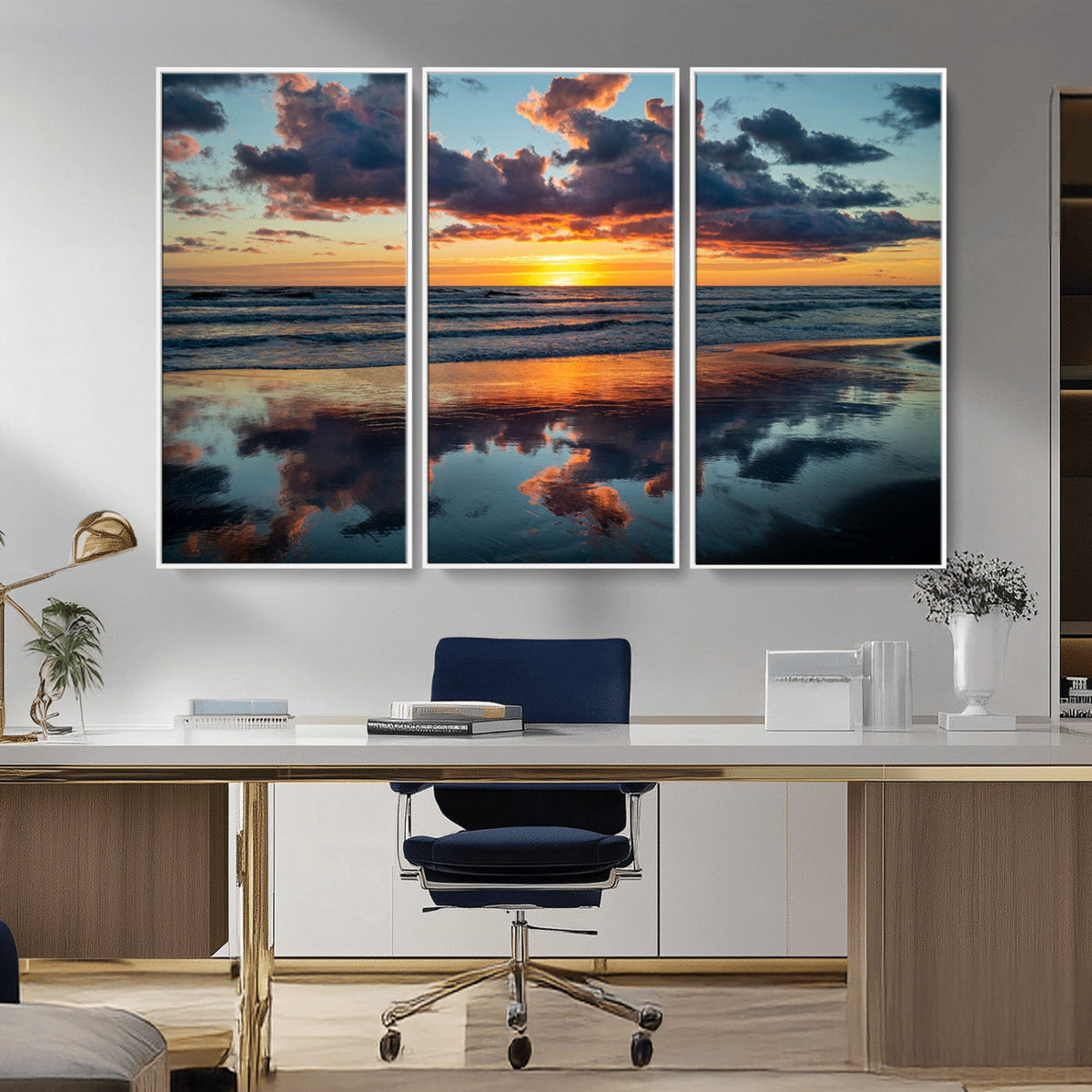Beach Sunset Print - Stunning Ocean Canvas Artwork with