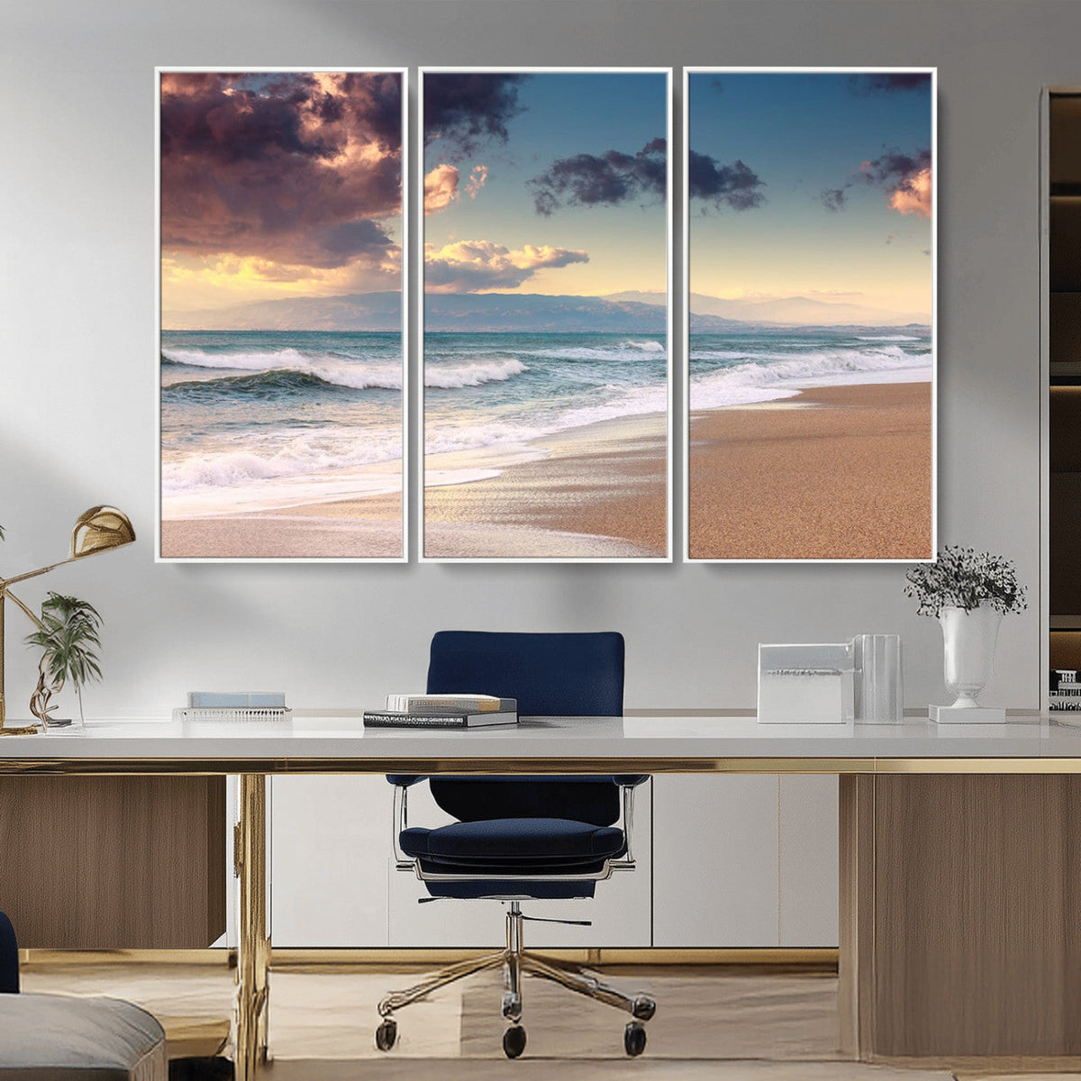 Cloudy Weather Beach Sunset Canvas Print | Sunrise Wall Art
