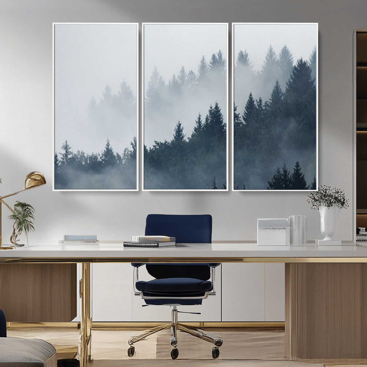 Foggy Pine Forest Wall Art Canvas Print