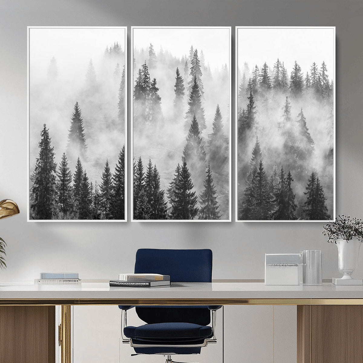 Forest Wall Art Print | Foggy Pine Forest Canvas Wall Art -