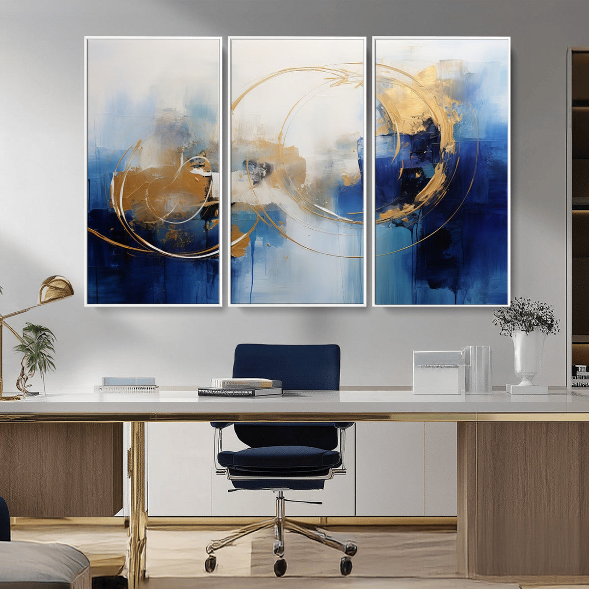 Navy Blue Abstract Wall Art Canvas Print
