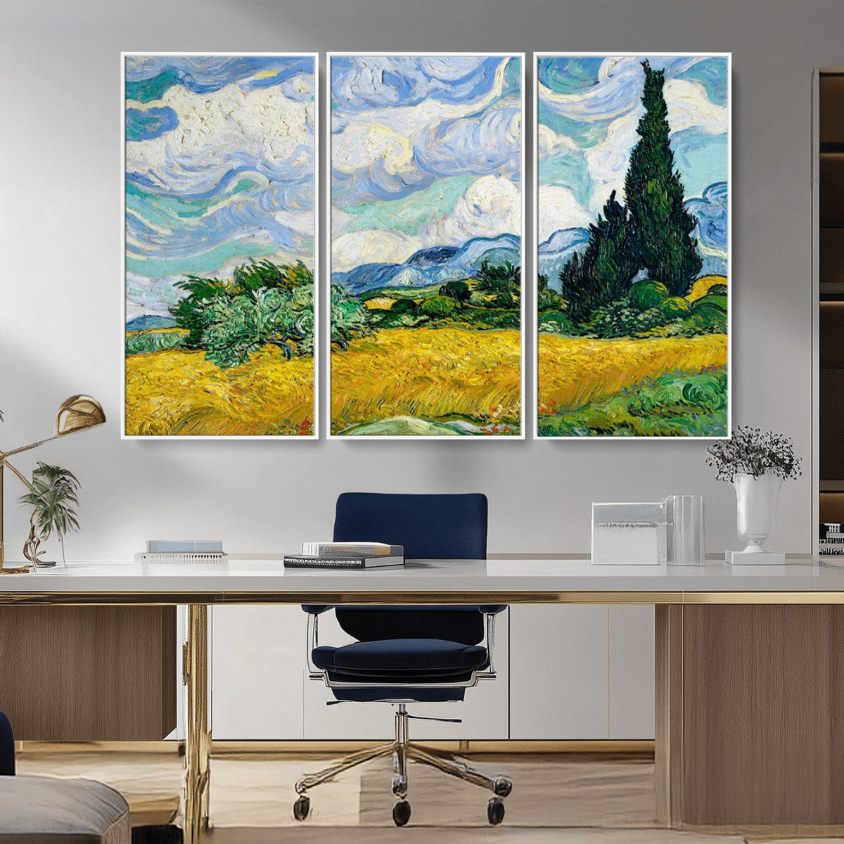 Wheatfield With Cypresses By Van Gogh Painting Wall Art