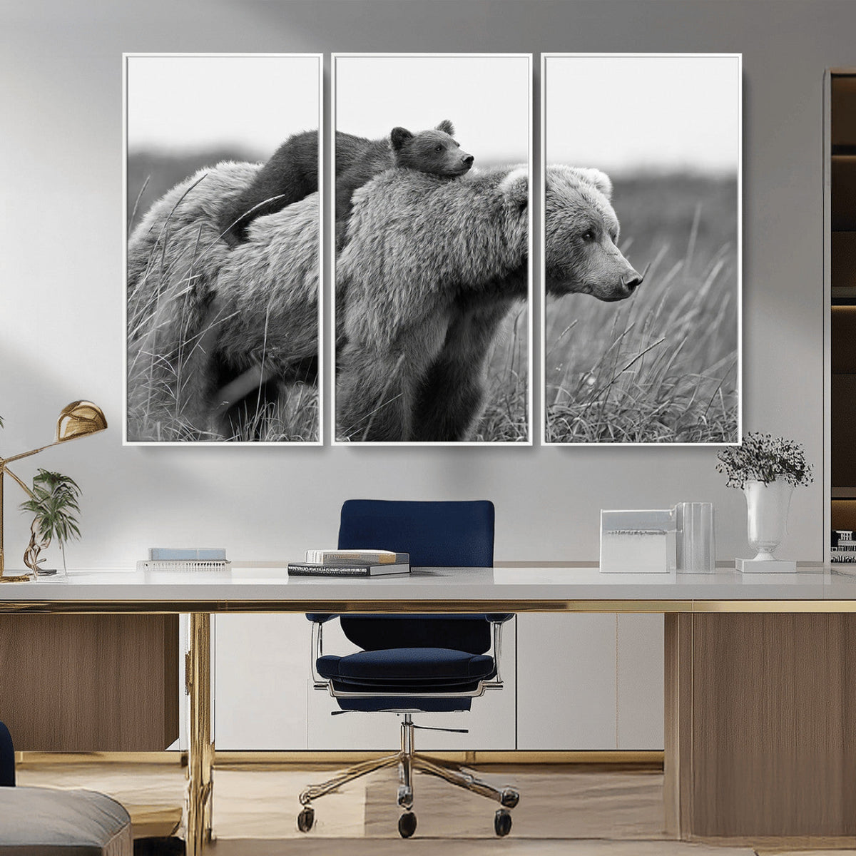 Bear and Cub Wall Art Canvas | 399 Bear Cub