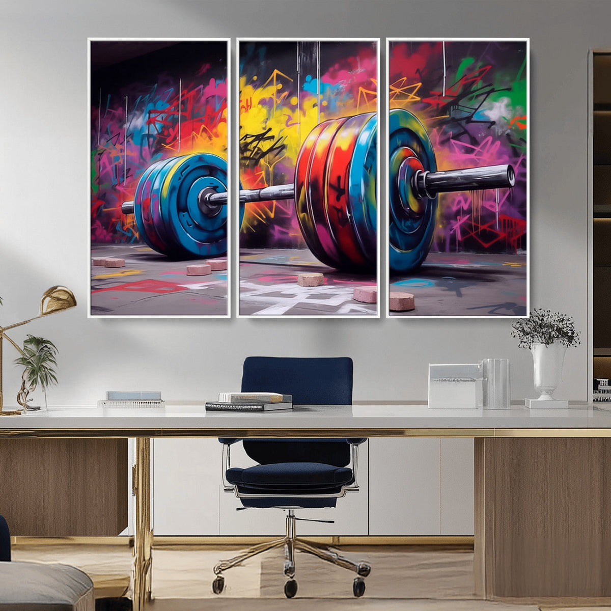 Abstract Graffiti Barbell Canvas Wall Art – Urban Fitness