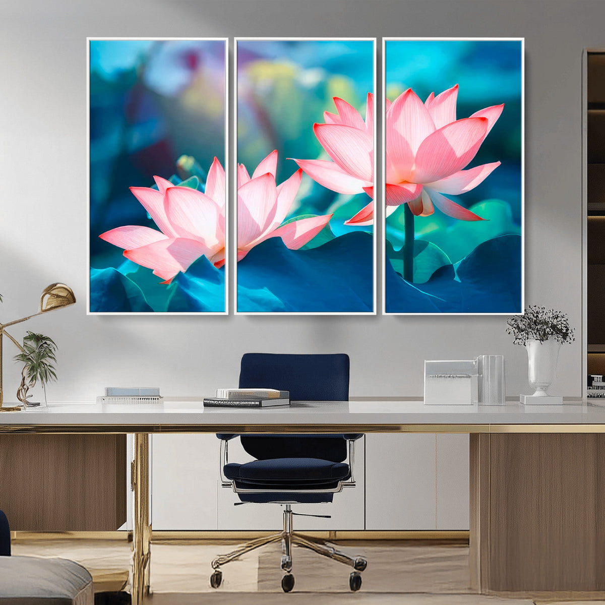 Pink Lotus Flower Canvas Wall Art | Vibrant Floral Wall