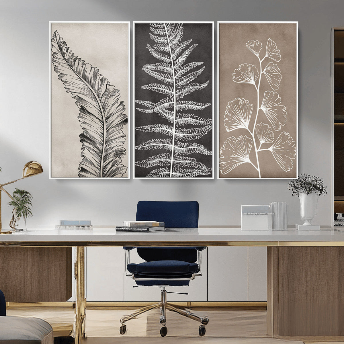 Minimalist Botanical Wall Art Canvas Print, Framed and Ready